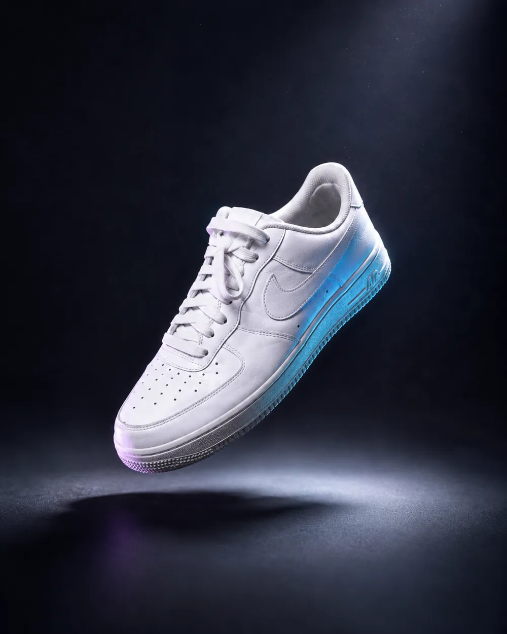 Air Force 1 — photographed on a hallway floor.